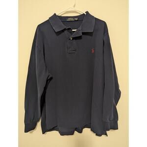 Polo Men’s Long Sleeve Polo Shirt Navy Blue – Size 2XB (Big & Tall)